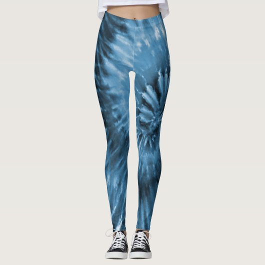 Steel Blue Gray Psychedelic Starburst Leggings (Voorkant)