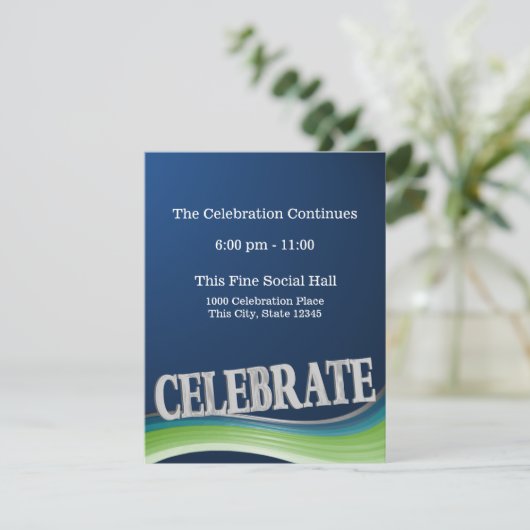 Steel Blue Green Wave Celebration Receptie Kaart (Staand voorkant)