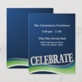 Steel Blue Green Wave Celebration Receptie Kaart (Voorkant / Achterkant)