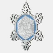 Steel Blue Hexagon Photo Border Tin Sneeuwvlok Ornament (Rechts)
