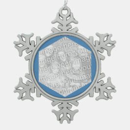 Steel Blue Hexagon Photo Border Tin Sneeuwvlok Ornament