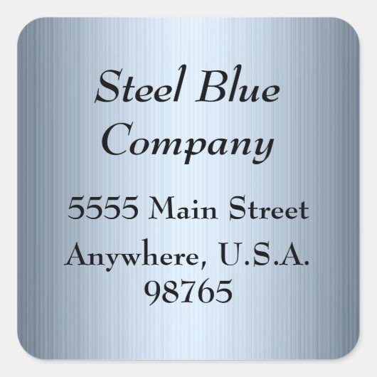 Steel Blue Metal Adresetiketten Stickers (Voorkant)