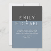 Steel Blue Modern Wedding Invitation - Vet Kaart (Voorkant)