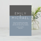Steel Blue Modern Wedding Invitation - Vet Kaart (Staand voorkant)