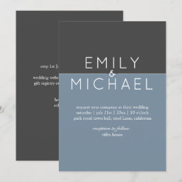Steel Blue Modern Wedding Invitation - Vet Kaart