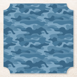 Steel Blue Monocolor Camo Kartonnen Onderzetters