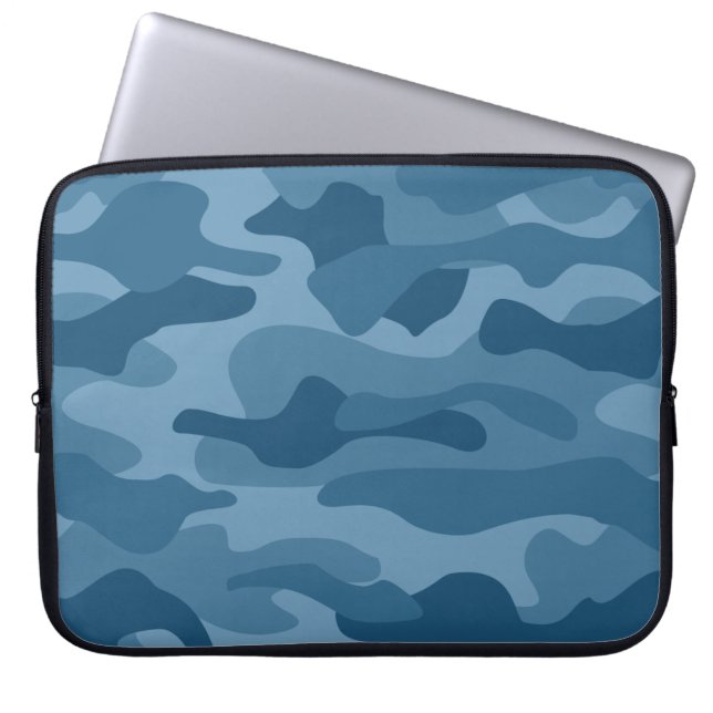 Steel Blue Monocolor Camo Laptop Sleeve (Voorkant)