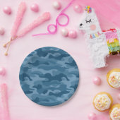 Steel Blue Monocolor Camo Papieren Bordje (Feest)