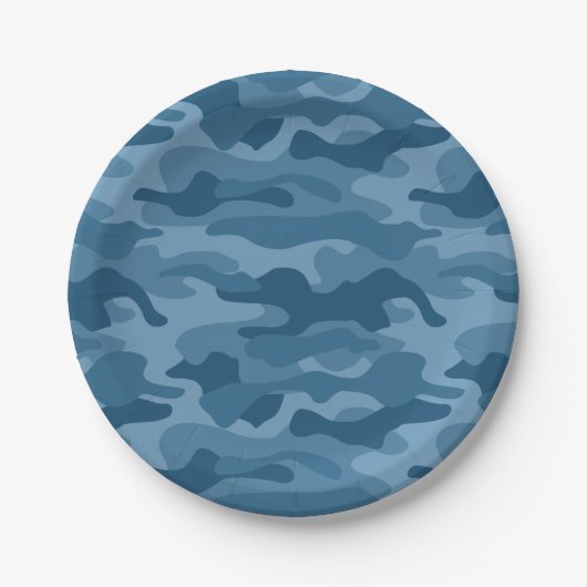 Steel Blue Monocolor Camo Papieren Bordje (Voorkant)