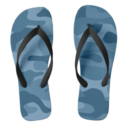 Steel Blue Monocolor Camo Teenslippers (Voetbed)