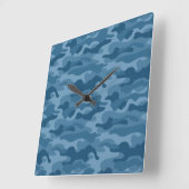 Steel Blue Monocolor Camo Vierkante Klok (Hoek)