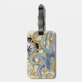 Steel Blue Octopus Music Compass Bagagelabel (Achterkant verticaal)