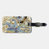 Steel Blue Octopus Music Compass Bagagelabel (Achterkant horizontaal)