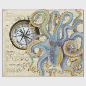 Steel Blue Octopus Music Compass Cadeaupapier (Vlak)