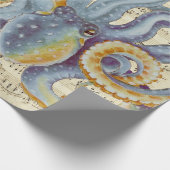 Steel Blue Octopus Music Compass Cadeaupapier (Hoek)