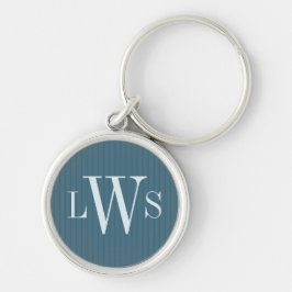 Steel Blue Pinstripe Monogram Gift Sleutelhanger