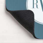 Steel Blue Pinstripe Monogram Mousepad Muismat (Hoek)