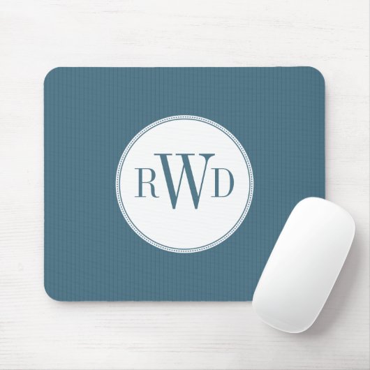 Steel Blue Pinstripe Monogram Mousepad Muismat (Met muis)