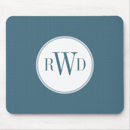 Steel Blue Pinstripe Monogram Mousepad Muismat