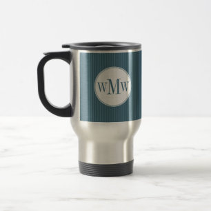 Steel Blue Pinstripe Monogram Reisbeker
