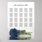 Steel Blue Roos 20 Table Wedding Seating Chart Poster (Voorkant)