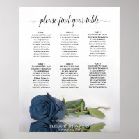 Steel Blue Roos 6 Table Wedding Seating Chart