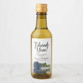 Steel Blue Roos Elegant Wedding Bedankt Mini Wijn Etiket (Voorkant)