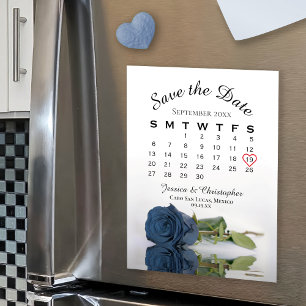 Steel Blue Roos Save the Date Calendar Magnet