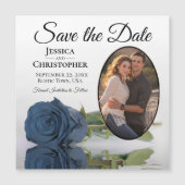 Steel Blue Roos Wedding Save the Date Photo Magnet (Voorkant)