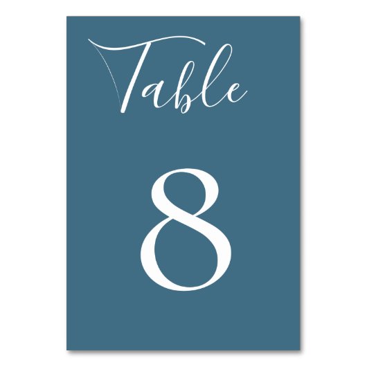 Steel Blue Table Number Kaart (Voorkant)