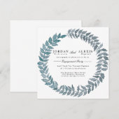 Steel Blue Vine | Waterverf Engagement Party Kaart (Voorkant / Achterkant)