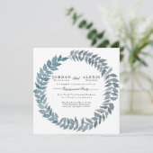 Steel Blue Vine | Waterverf Engagement Party Kaart (Staand voorkant)