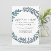 Steel Blue Vine | Waterverf Engagement Party Kaart (Staand voorkant)