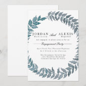 Steel Blue Vine | Waterverf Engagement Party Kaart (Voorkant / Achterkant)