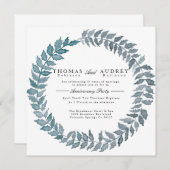 Steel Blue Vine | Waterverf Jubileum Partij Kaart (Voorkant / Achterkant)