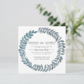 Steel Blue Vine | Waterverf Jubileum Partij Kaart (Staand voorkant)