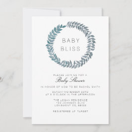 Steel Blue Vine | Waterverf krans Baby shower Kaart