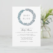 Steel Blue Vine | Waterverf krans Baby shower Kaart (Staand voorkant)