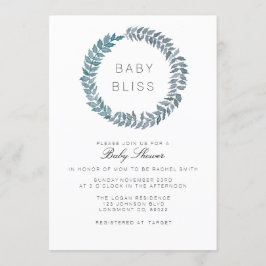 Steel Blue Vine | Waterverf krans Baby shower Kaart