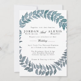 Steel Blue Vine | Waterverf krans bruiloft Kaart