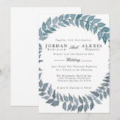 Steel Blue Vine | Waterverf krans bruiloft Kaart (Voorkant / Achterkant)