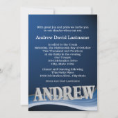 Steel Blue Wave Name Bar Mitswa Kaart (Voorkant)