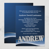 Steel Blue Wave Name Bar Mitswa Kaart (Voorkant / Achterkant)