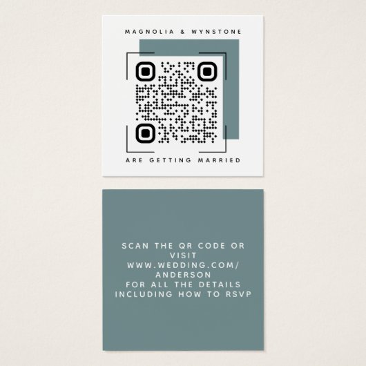 Steel Blue Wedding QR Code Enclosure Kaart (Voorkant /achterkant)