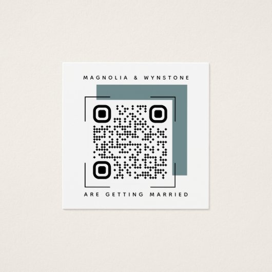 Steel Blue Wedding QR Code Enclosure Kaart (Voorkant)