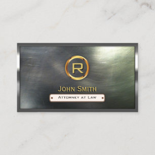 Steel Border Gold Monogram Lawyer Visitekaartje
