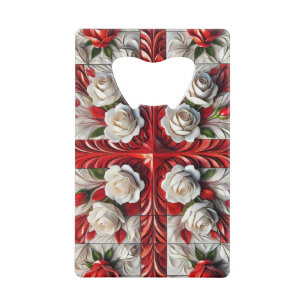 Steel Bottle Opener met Engelse Rozen Creditkaart Flessenopener