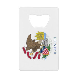 Steel Bottle Opener met vlag van Illinois, Verenig Creditkaart Flessenopener