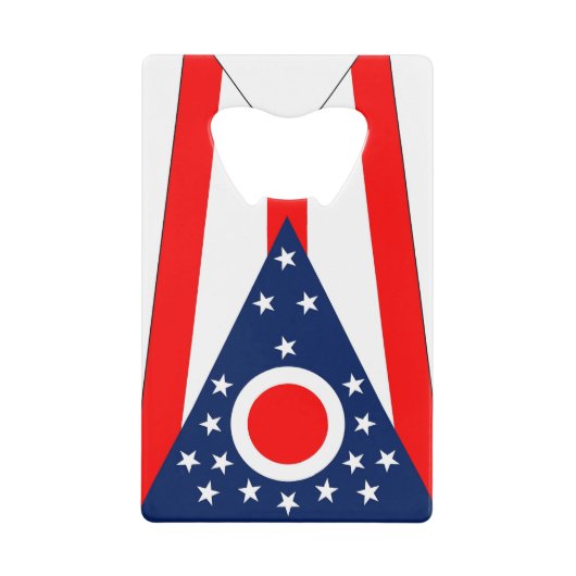 Steel Bottle Opener with flag of Ohio State Creditkaart Flessenopener (Voorkant)