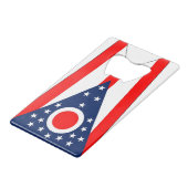 Steel Bottle Opener with flag of Ohio State Creditkaart Flessenopener (Voorkant Gekanteld)